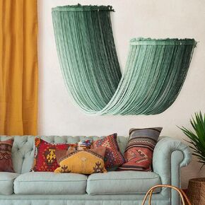 Jakalin Macrame Wall Hanging Dip Dyed Large Fiber Wall Art Macrame Wall Decor Boho Bedroom Living Room Wall Decor,59" W x 35" L