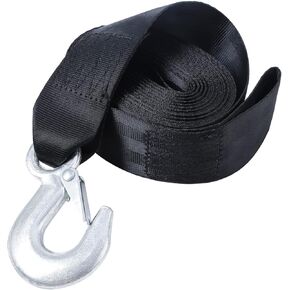 2 Inch by 20 Feet Trailer Winch Strap with Hook Heavy Duty Strap Replacement 10000 lbs Breaking Strength 3300 lbs Load Capacity for Boat,Jet Ski, Black(1 Pack)