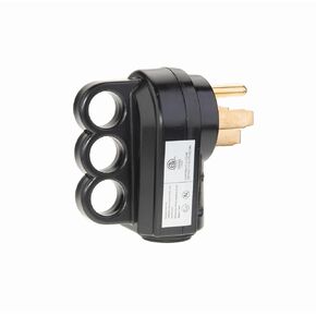 Plutreas 50 AMP ذكر RV استبدال المكونات مع مقبض، 14-50P الثقيلة 125V / 250V 4 الشق محول التوصيل الكهربائي (أسود)
