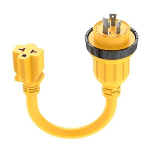 1FT 30 Amp to 20 Amp Shore-Power Adapter, Marine-30Amp to 15Amp Adapter NEMA L5-30P to 5-15/20R,L5-30P to 6-15/20R 20Amp T Blade Adapter,3 Prong Twist Lock 125V 30A To 20A/ 15A Pigtail RV Boat Adapter