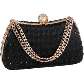 Afashor Women's Rhinestone Glitter Handbags with Chain Shoulder Clutch Purse Shiny Evening Bags for Party