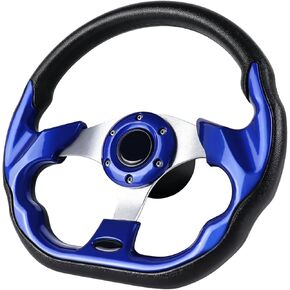 LOSCHEN Boat Steering Wheel Polyurethane Leather with 3/4" Axle Marine Steering Wheel Adapter for Marine Boats,Vessels,Yachts,Pontoons Boat-Blue
