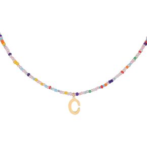 for Women Girls Letter PendantSummer Necklaces, Bohemian Beaded Necklace Colorful Beaded Initial Necklace Handmade Jewelry Gifts for Teens