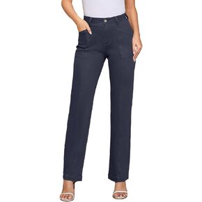 Women Stretchy Chino Pants High Waisted Cargo Pants Women's Casual Straight Leg Pants Fall Cotton Trousers