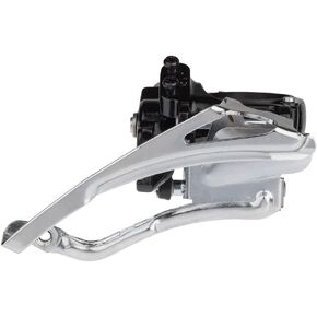 microSHIFT Mezzo Trekking Front Derailleur - 7/8-Speed Triple 48/38/28t Band, Black/Silver