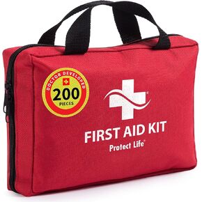 Protect Life First Aid Kit for Home/Business, HSA/FSA Eligible Emergency Kit - Medical First Aid Kit - Camping First Aid Kit Hiking - 200pcs
