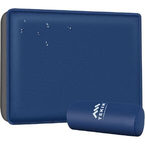 Inflatable Seat Cushion - Lightweight, Self-Inflating Memory Foam for Stadium & Airplane Travel， Waterproof & Portable for Hiking, Camping, & Festivals， Includes Carrying Bag（Army Blue）