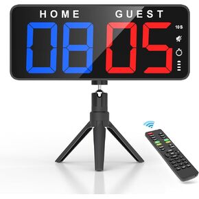 ANJANK 11’’ Large Digital LED Scoreboard Electronic Score Keeper Clock, Countdown/up, with Powerful Battery, 4 Mounting Options, for Corn Hole/Ping Pong/Table Tennis Sports, Indoor & Outdoor Games