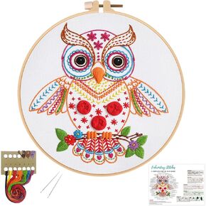 Louise Maelys Mushroom Frog Embroidery Kits for Beginners Adults,Art Night Pattern Cross Stitch Kit,DIY Needlepoint for Starter
