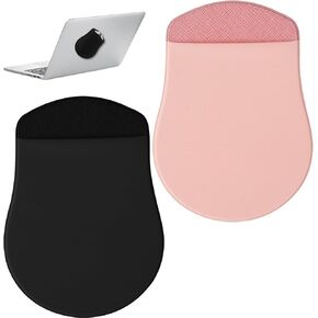 2PCS Stick-On Mouse Pouch, 2 Color Mouse Holder for Laptop & Reusable Adhesive Slim Laptop Mouse Holder, No Glue Residue Mouse Pouch for Laptop Computer Office Home (Pink, Black)