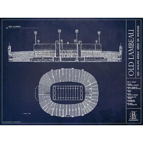 Lambeau Field Blueprint Style Print