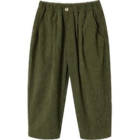 Volunboy Toddler Boys Corduroy Pants Cargo Sweatpants Solid Elastic Waist Casual Long Trousers 2T to 7 Years