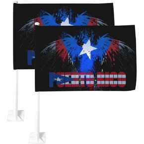 2 Pack Puerto Rico Car Flag 12 X 18 inch Double Side Puerto Rico Sign Car Window Flags