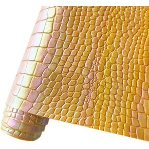 HYANG White Holographic Iridescence Crocodile Texture PU Faux Leather Roll 12 "x 53" Very Suitable for Making Crafts, Leather Earrings, Holiday Decor, Different DIY Projects, Handbags