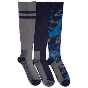 MUK LUKS Men's 3 Pack Nylon Compression Knee-high Socks