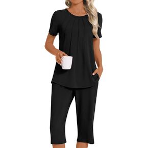 Women's Summer Casual 2 Piece Pajama Sets, Loungewear Sleepwear Ladies Pjs Sets with Pockets in Kuwait