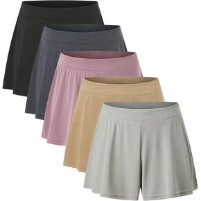 5 Pack Modal Soft Lounge Shorts for Women High Waist Casual Sleepwear Cozy Pajama Bottom Comfy Pajama
