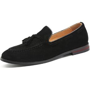 Men's Suede Tassel Low Heel Loafers Fashion Handmade Lightweight Round Toe Slip On Business Dress Oxford Shoes Leisure Driving Office Penny Loafer