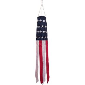 40-Inch Durable American Flag Patriotic Stars & Stripes Decorative Windsock with Embroidered Stars