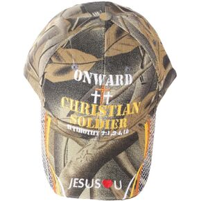Onward Christian Soldier Camoflage Green Canvas Baseball Cap with Embroidery | One Size Fits All | Adjustable Hook & Loop Closure | 100% Cotton | 6 Panel hat w/ 6 Eyelets in Kuwait