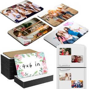 Flutesan 32 Pcs Large Sublimation Magnet Blanks Personalized Refrigerator Sublimation Blanks Include 16 Rectangle Blanks 16 Fridge Magnets for Office Kitchen Microwave Car Wall Decoration(4 x 6 Inch)