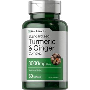 Turmeric and Ginger Supplement | 3000 mg 180 Softgel Pills | with Black Pepper Extract | Non-GMO, Gluten Free Supplement | by Horbaach