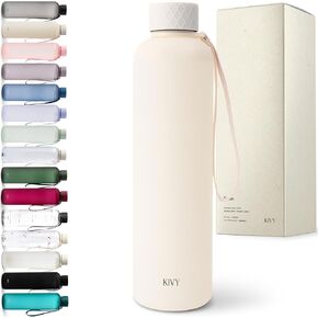 KIVY Slim Water Bottle 32oz [Lightweight & Shatterproof] Fits Backpack & Cupholder for Travel, Sports, School, Gym - Dark green water bottle no straw - Gym water bottle screw top - Dishwasher Safe