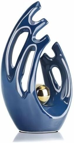 9.5"H Black Aesthetic Room Decor Accent, Tv Stand Funky Table Centerpiece Black, Abstract Art Ceramic Statue And Sculpture, Black decor for living room, bookshelf decorative objects, shelf decor in Kuwait