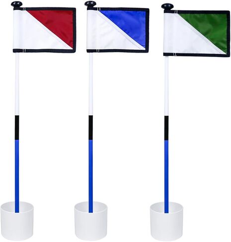 Golf Flagstick 3ft, Golf Flag Hole Cup Set Double Sided Putting Green Flags for Backyard Putting Green Driving Range Practice Two-Section Design Portable 3-Pack in Kuwait