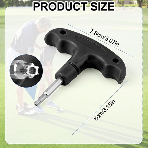 Golf Torque Wrench, Adjustable Golf Tool with Plastic Handle Metal Golf Driver Tool Golf Driver Spike Wrench Portable Golf Club Adjustment Head Tool for Golf Club Driver Equipment (Black) in Saudi Arabia