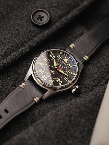 AVI-8 Mens 46mm Hawker Hurricane Clowes Automatic Pilot Watch with Genuine Leather Strap AV-4097 in Kuwait