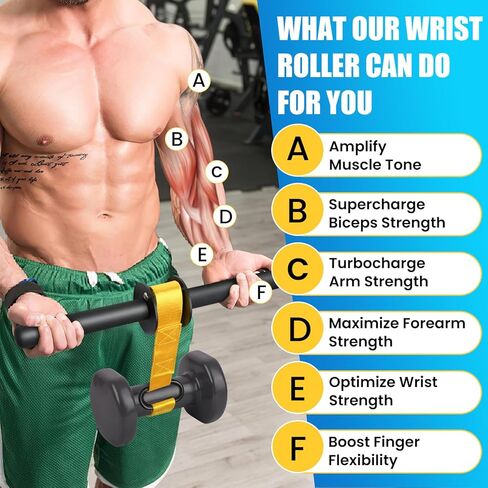 Wrist Roller Forearm Blaster Strengthener - Durable Wrist Roller Forearm Exerciser, Anti-Slip Handles, 165lb Weight Capacity Forearm Roller with Quick Locking, for Hand, Wrist & Forearm Training in Kuwait