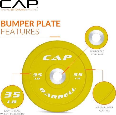 CAP Barbell 2-Inch Olympic Bumper Plate Weight Set | 100-370 lbs | Multiple Options in Saudi Arabia