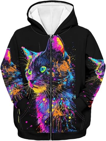 Printpub Cute Animal Graphic Hoodie for Boys Zip up Hoodie Y2k Sweatshirt Fashion Hoodie for School in Saudi Arabia