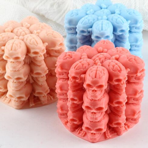 Skull Candle Mold Skull Silicone Molds Halloween Skull Candle Molds for Candle Making Mold Candle Home Decorate Mold Resin Aromatherapy Gypsum Candles Clay Craft in Kuwait