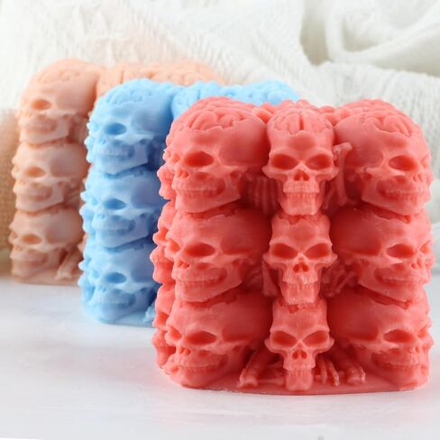 Skull Candle Mold Skull Silicone Molds Halloween Skull Candle Molds for Candle Making Mold Candle Home Decorate Mold Resin Aromatherapy Gypsum Candles Clay Craft in Kuwait
