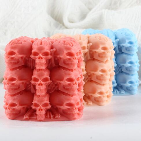 Skull Candle Mold Skull Silicone Molds Halloween Skull Candle Molds for Candle Making Mold Candle Home Decorate Mold Resin Aromatherapy Gypsum Candles Clay Craft in Kuwait