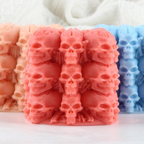 Skull Candle Mold Skull Silicone Molds Halloween Skull Candle Molds for Candle Making Mold Candle Home Decorate Mold Resin Aromatherapy Gypsum Candles Clay Craft in Kuwait