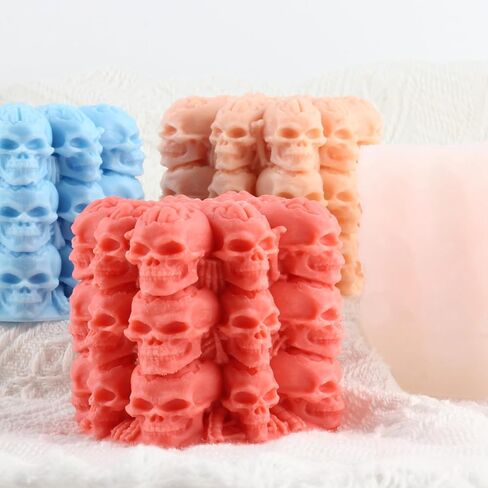 Skull Candle Mold Skull Silicone Molds Halloween Skull Candle Molds for Candle Making Mold Candle Home Decorate Mold Resin Aromatherapy Gypsum Candles Clay Craft in Kuwait
