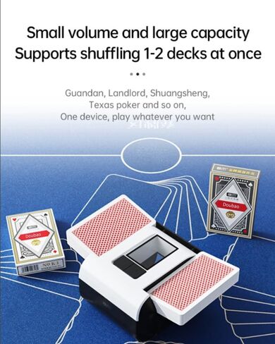 Card Shuffler Automatic 1-2 Deck Electric Shuffling Machine Portable with 2000mAh Rechargeable Battery Low Noise for Cards Game, UNO, Poker, Phase 10, Skip-Bo, Texas Hold'em, Blackjack in Saudi Arabia