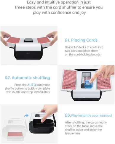 Card Shuffler Automatic 1-2 Deck Electric Shuffling Machine Portable with 2000mAh Rechargeable Battery Low Noise for Cards Game, UNO, Poker, Phase 10, Skip-Bo, Texas Hold'em, Blackjack in Saudi Arabia