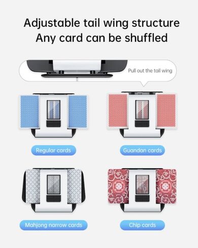 Card Shuffler Automatic 1-2 Deck Electric Shuffling Machine Portable with 2000mAh Rechargeable Battery Low Noise for Cards Game, UNO, Poker, Phase 10, Skip-Bo, Texas Hold'em, Blackjack in Saudi Arabia