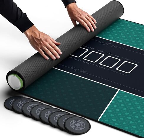 Newverest Poker Table Top 70" x 30" - Ideal Poker Topper for 6ft and 8ft Folding Tables (30" Width), Texas Hold'em Poker Mat for Home Games Casino Nights | Portable with Zipper Storage Bag in Gift Box in Saudi Arabia