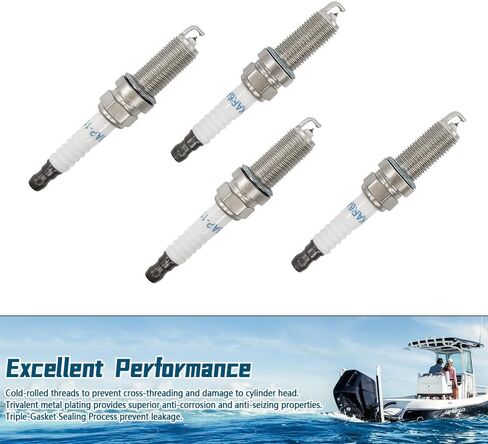 LKAR7C-9 إيريديوم سبارك بلج مناسب للمحرك الخارجي ميركوري 175 حصان حتى 300 حصان 450R 3.4L V6 و4.6L V8 4-Stroke Outboards استبدال 93961 8M0135348 33-8M0135348 4 قطع in Kuwait