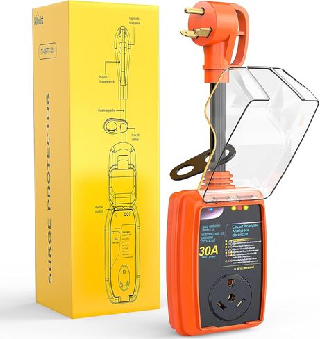 Nilight 30Amp RV Surge Protector Circuit Analyzer 2100 Joules Voltage Monitor High Low Voltage Spikes 125V/3750W ETL Listed Circuit Analyzer with Extension Cord for RV Camper Van in Saudi Arabia