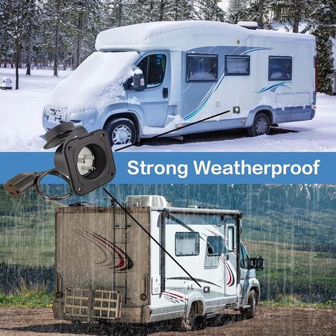 15 أمبير مدخل ذو حواف 125 فولت RV Shore مقبس الطاقة مدخل وعاء ذكر، NEMA 5-15 2 قطب 3 أسلاك منفذ تيار متردد، للقوارب البحرية RV قارب مقطورة سقيفة الملحقات in Kuwait