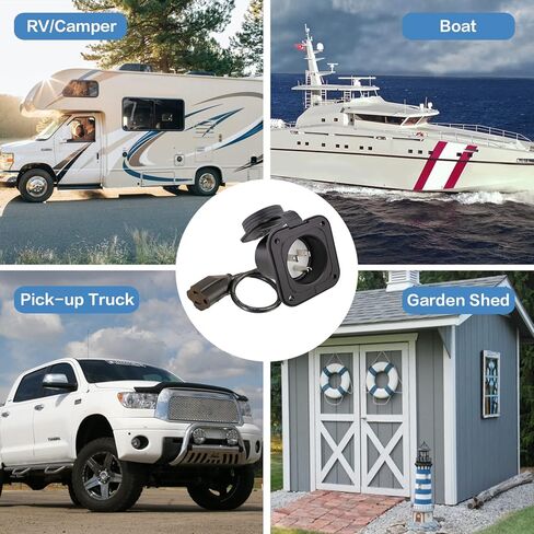 15 أمبير مدخل ذو حواف 125 فولت RV Shore مقبس الطاقة مدخل وعاء ذكر، NEMA 5-15 2 قطب 3 أسلاك منفذ تيار متردد، للقوارب البحرية RV قارب مقطورة سقيفة الملحقات in Kuwait