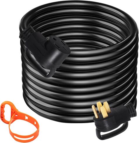 VEVOR 50 FT 50 Amp RV Extension Cord NEMA N14-50P to N14-50R, 125 / 250V Heavy Duty STW 6/3+ 8/1 RV Power Cord, for EV Charging and RV Trailer Campers in Saudi Arabia