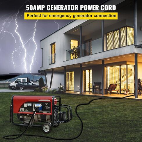 VEVOR 50 FT 50 Amp RV Extension Cord NEMA N14-50P to N14-50R, 125 / 250V Heavy Duty STW 6/3+ 8/1 RV Power Cord, for EV Charging and RV Trailer Campers in Saudi Arabia