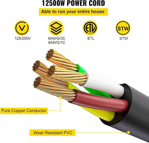 VEVOR 50 FT 50 Amp RV Extension Cord NEMA N14-50P to N14-50R, 125 / 250V Heavy Duty STW 6/3+ 8/1 RV Power Cord, for EV Charging and RV Trailer Campers in Saudi Arabia